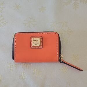 Dooney & Bourke Orange Leather Wallet with Gold Accents